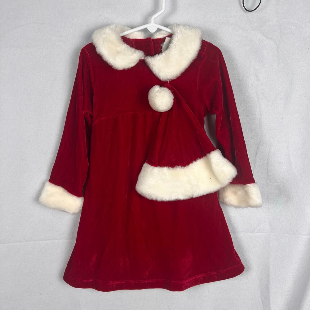 Vintage Marmellata Red Velvet Christmas Dress w/ Santa Hat Girls 4T NWT Holiday